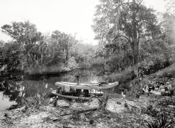 Photo showing: Luncheon of the Boating Party -- Volusia County, Florida, circa 1897. Picnic landing on the Tomoka.