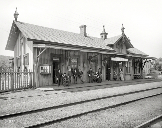 Photo showing: Fellow-Travelers -- Circa 1899. R.R. depot at Garrison, N.Y.