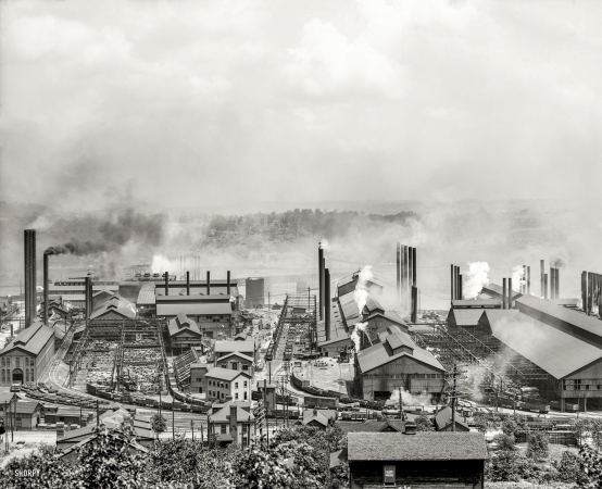 Photo showing: Carnegie Steel Works -- Circa 1905. Carnegie Steel Plant, Homestead, Pennsylvania.