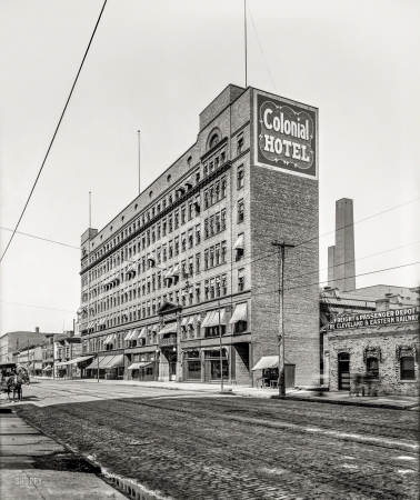 Photo showing: Staying Power -- Cleveland, Ohio, circa 1900. Colonial Hotel, Prospect Avenue.