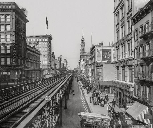 Photo showing: Sixth Avenue Elevated -- Manhattan circa 1901. Sixth Avenue up from Fourteenth Street, New York.