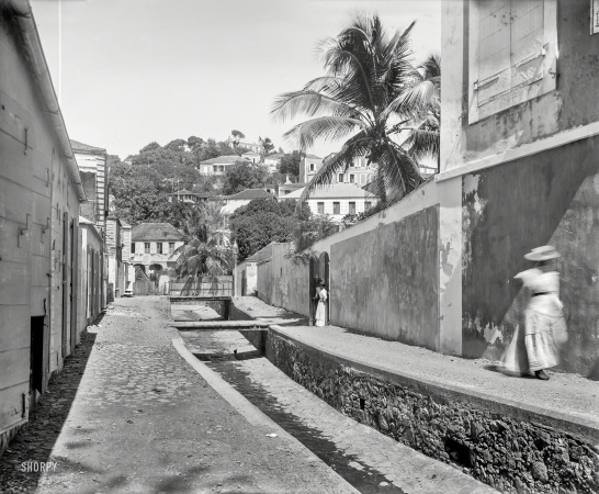 Photo showing: Cafe Refreshments -- Circa 1901. Hillside residences, St. Thomas, West Indies.