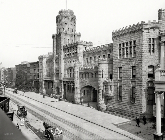 Photo showing: Fortress America -- New York, 1903. Cadet Armory, 9th Coast Artillery, West 14th Street.