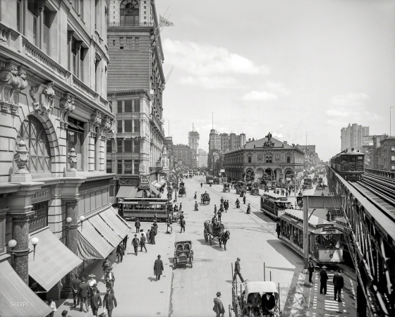 Photo showing: New York Squared -- Circa 1903. Herald Square, New York. With Times Square in the distance, and the New York Times building going up.