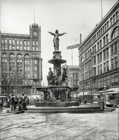 Photo showing: Caught Wet-Handed -- 1904. Tyler Davidson Fountain ('The Genius of Water'), Cincinnati, O.