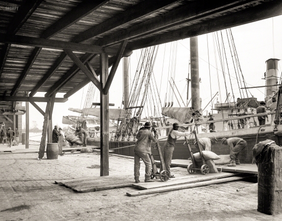 Photo showing: Vintage Port -- Savannah, Georgia, circa 1906. Loading a phosphate schooner.