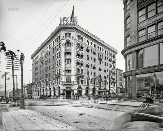 Photo showing: We Are Here -- Buffalo, New York, 1905. Lafayette Hotel.