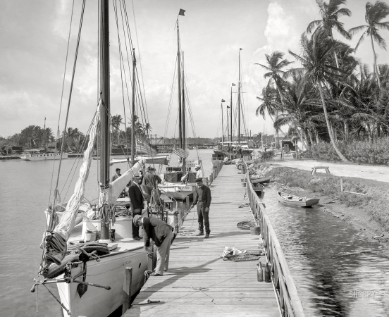 Photo showing: Masts Over Miami -- Circa 1905. On the Miami River at Miami, Fla.