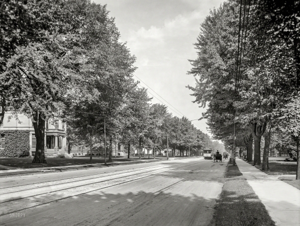 Photo showing: Local Traffic -- Detroit circa 1905. North Woodward Avenue.