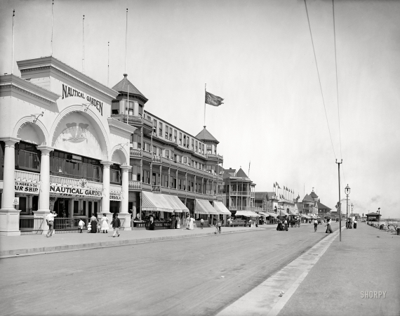 Photo showing: To MARS in the AIR SHIP. -- Circa 1905. Along the boulevard -- Revere Beach, Massachusetts.