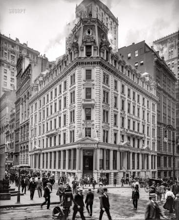 Photo showing: Wall and Broad -- New York circa 1906. Drexel Building -- Offices of J.P. Morgan & Co., Wall and Broad Streets.