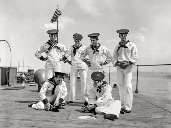 Photo showing: Cat-O-War -- 1898. U.S.S. Nahant. The ship's mascots.