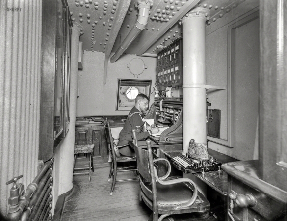 Photo showing: Shipshape -- March 16, 1897. U.S.S. Brooklyn, office of executive officer.