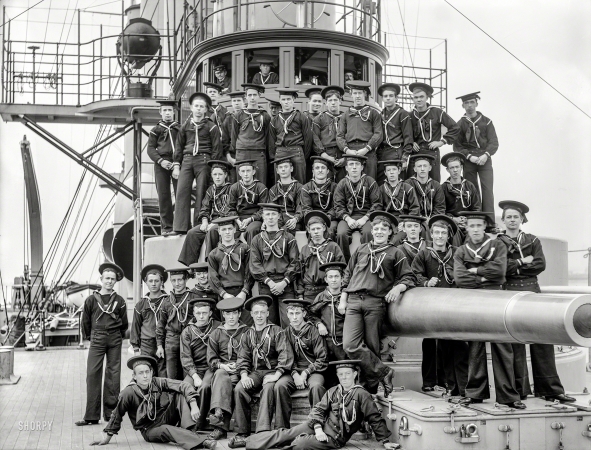 Photo showing: The Apprentices -- Circa 1897. U.S.S. Brooklyn apprentice boys.
