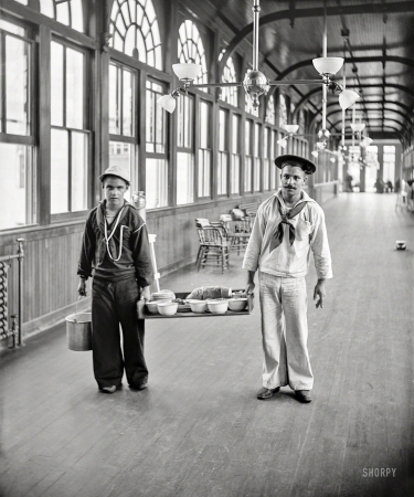 Photo showing: Hot Mess -- New York circa 1900. Mess boys, Brooklyn Navy Yard Hospital.