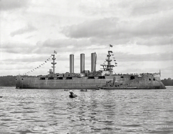 Photo showing: Battleship. -- October 1904. After the launch -- U.S.S. Georgia at Bath, Maine.