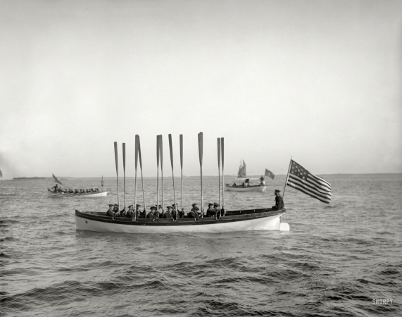 Photo showing: Boat Drill -- 1899. Boat drill -- U.S.S. New York.