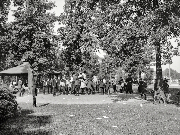 Photo showing: What Goes Around -- Detroit circa 1905. Children's Day -- Playground at Belle Isle Park.
