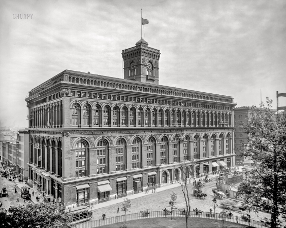 Photo showing: Yes, Bananas! -- 1904. Produce Exchange on Broadway -- New York, N.Y.