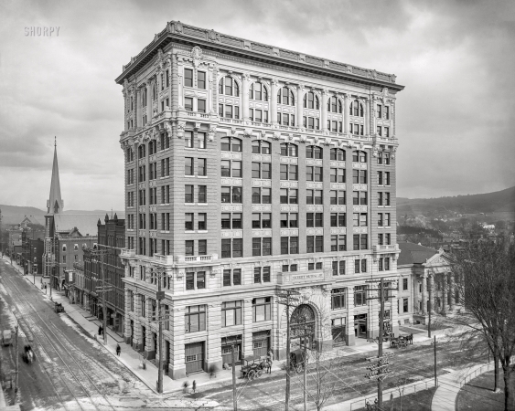 Photo showing: Security Mutual II -- Binghamton, New York, circa 1905. Security Mutual Life Insurance building, Court and Exchange streets.