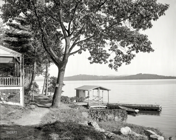 Photo showing: Along the Lake -- New Hampshire circa 1906. Shore path at Weirs, Lake Winnipesaukee.