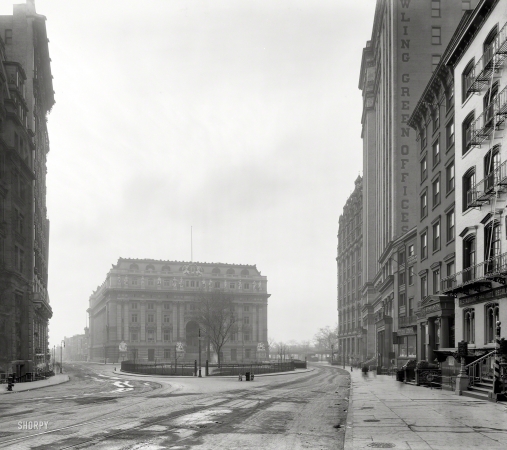 Photo showing: Just a Blur -- New York circa 1906. Custom House and Bowling Green.