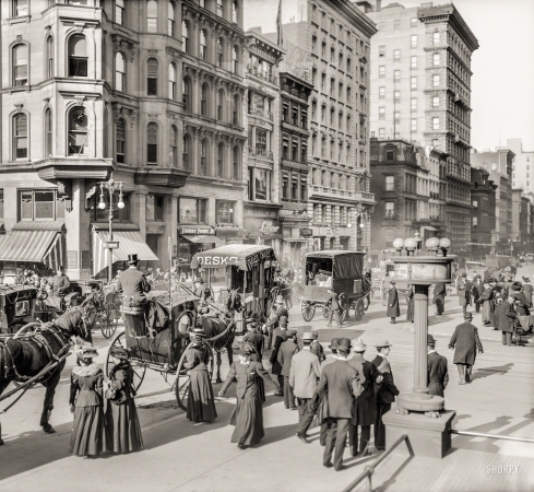Photo showing: Along Fifth -- New York circa 1908. Fifth Avenue and 42nd Street.