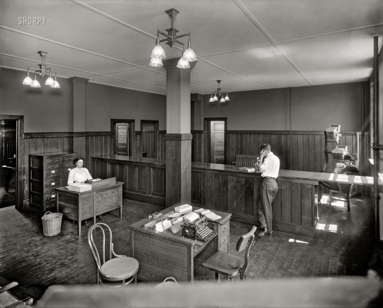 Photo showing: Office Hours -- May 22, 1911. Buhl Stamping Co., Detrfoit, Mich., office from inside.