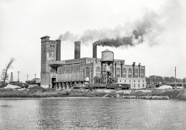 Photo showing: Detroit Edison: 1910 -- Circa 1910. Edison Electric plant (Detroit Edison Company), Detroit, Michigan.