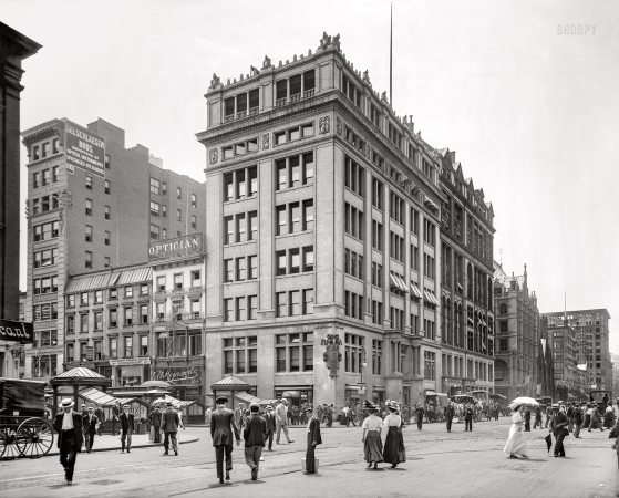 Photo showing: NYSPCC -- 1908. East Twenty-Third Street and Fourth Avenue. Anchored by
the shelter of the New York Society for the Prevention of Cruelty to Children.