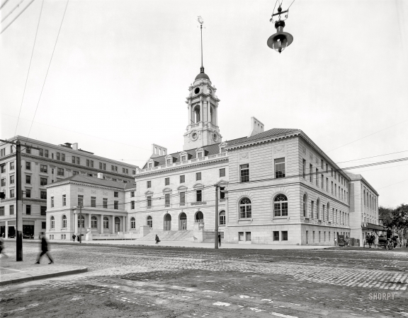 Photo showing: Almost Done -- Portland, Maine, circa 1911. New City Hall, Congress Street.