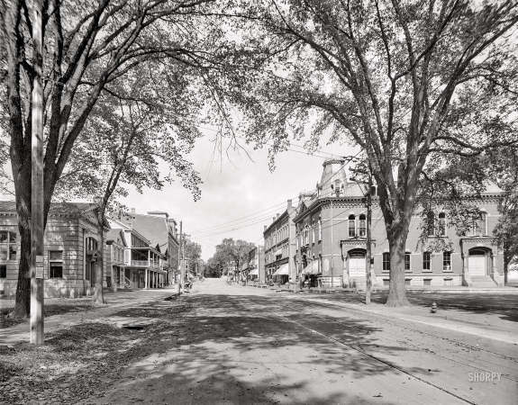 Photo showing: Fair Warning. -- Fall 1911. The village street -- Lee, Massachusetts.