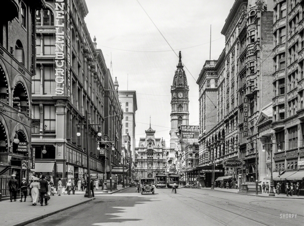 Photo showing: Official Philly -- Philadelphia circa 1912. Market Street west from Eleventh, with view of City Hall.