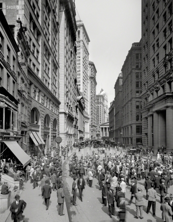 Photo showing: Market Movers -- New York circa 1910. Broad Street and the curb brokers.