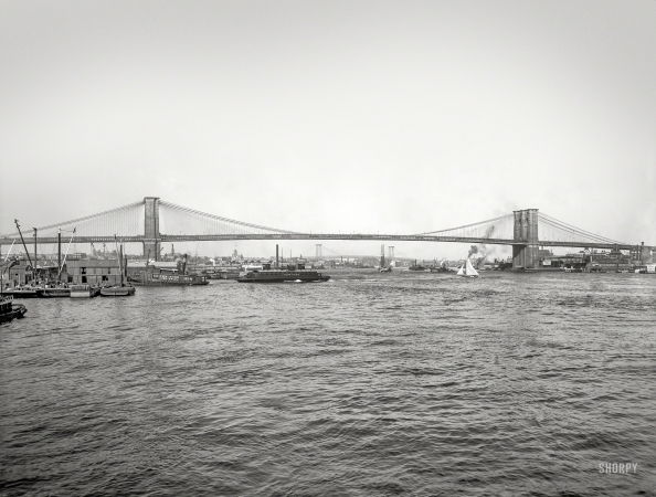 Photo showing: River City II -- Manhattan circa 1904. Brooklyn Bridge and East River, New York.