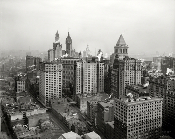 Photo showing: Higher and Lower -- New York circa 1912. Big buildings of Lower Manhattan.