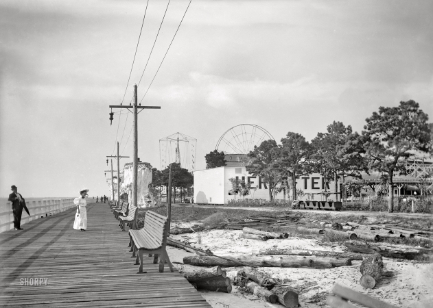 Photo showing: The Hereafter -- Norfolk, Virginia, circa 1906. Pine Beach -- amusements and boardwalk.