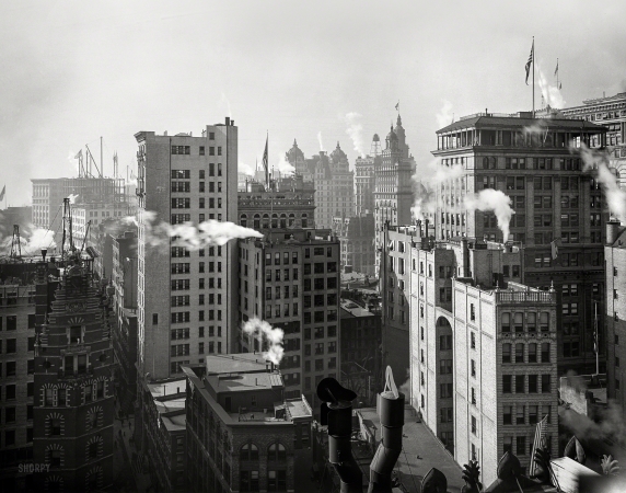 Photo showing: Metropolis Rising -- Manhattan circa 1900. New York's business district from the Woodbridge Building.