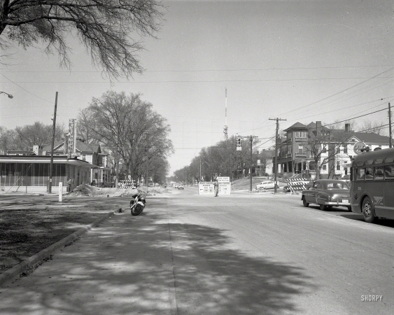 Photo showing: Road Closed -- Columbus, Georgia, circa 1958. Highway detour.