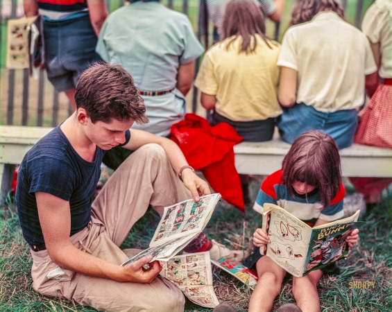 Photo showing: Sit-Down Comics. -- St. James, New York, circa 1950. St. James Episcopal Church bazaar.