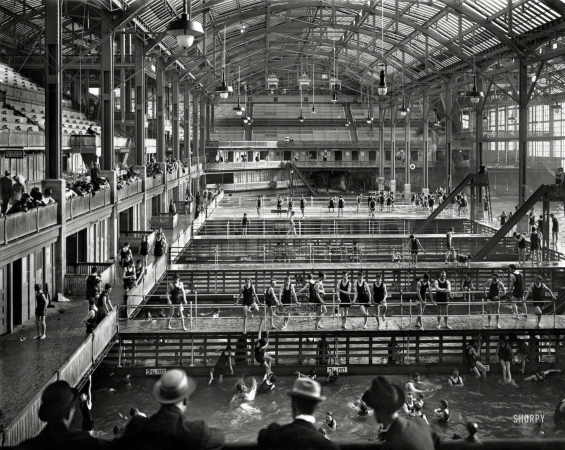 Photo showing: Sutro Baths -- San Francisco circa 1915. Sutro Baths. Spectator's view to Small Pools.
