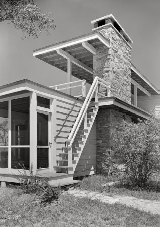 Photo showing: 12-Step Program -- May 30, 1940. Bertram F. Willcox residence in Pound Ridge, New York. Stairs to upper deck.