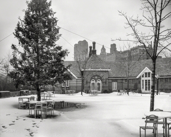 Photo showing: Tavern on the Green -- January 5, 1944. Tavern on the Green, Central Park, New York City. Christmas exterior.