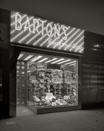 Photo showing: Bonbon Noir -- April 28, 1949. Barton's, business at 790 Flatbush Avenue, Brooklyn, New York. Exterior.