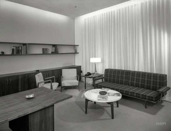 Photo showing: Executive Suite -- January 25, 1955. Becton Dickinson Co., Rutherford, New Jersey. Mr. Becton's office.
