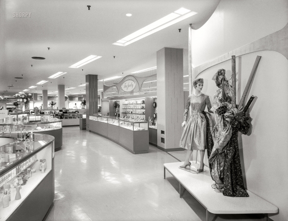 Photo showing: Fine Jewelry -- October 23, 1959. Bloomingdale's. Hackensack, New Jersey. Fine jewelry.