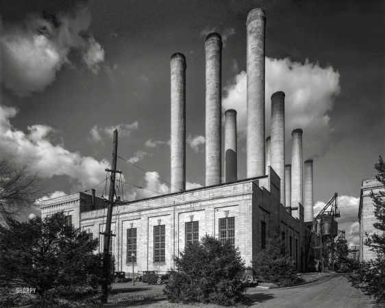 Photo showing: Stacked -- Washington, D.C., circa 1925. Rear view of Potomac Electric Power Co. Benning plant.