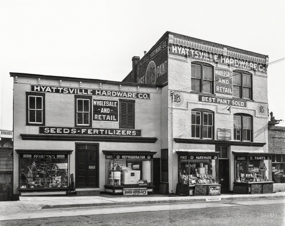 Photo showing: Hyattsville Hardware -- Prince George's County, Maryland, circa 1940. Potomac Electric Power Co. -- Stores of electric dealers.