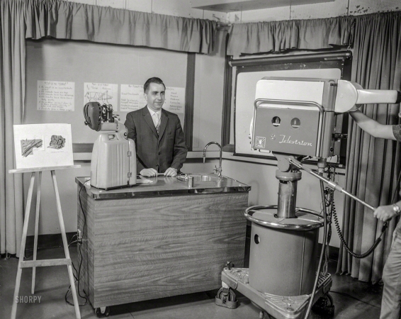 Photo showing: Mr. Science -- Columbus, Georgia, circa 1957. TV classroom.