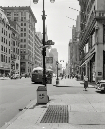 Photo showing: Fifth at 54th -- July 1953. New York. Fifth Avenue at W. 54th Street.